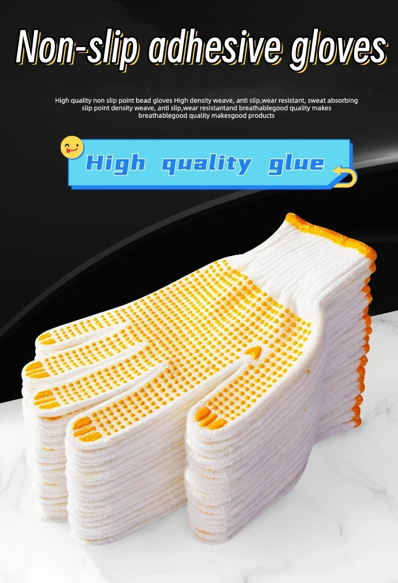 10 pairs of household gardening labor protection elastic rubber dot gloves work professional anti-slip wear-resistant Mittens
