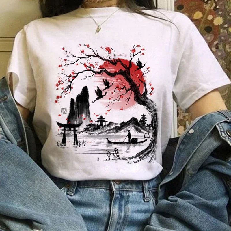 Japanese Anime T Shirts Women T-shirts Harajuku Ullzang T-shirt Cartoon Aesthetic Vintage Shirts for girls 90s Top Tees