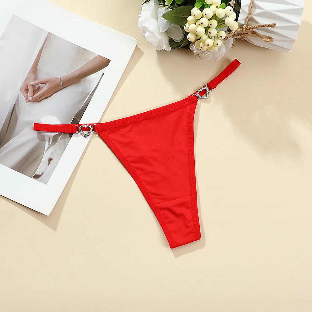 Women Sexy Thongs Low Rise Ladies G-string Heart Decoration Panties Ladies Sexy Costume Lingerie for Women