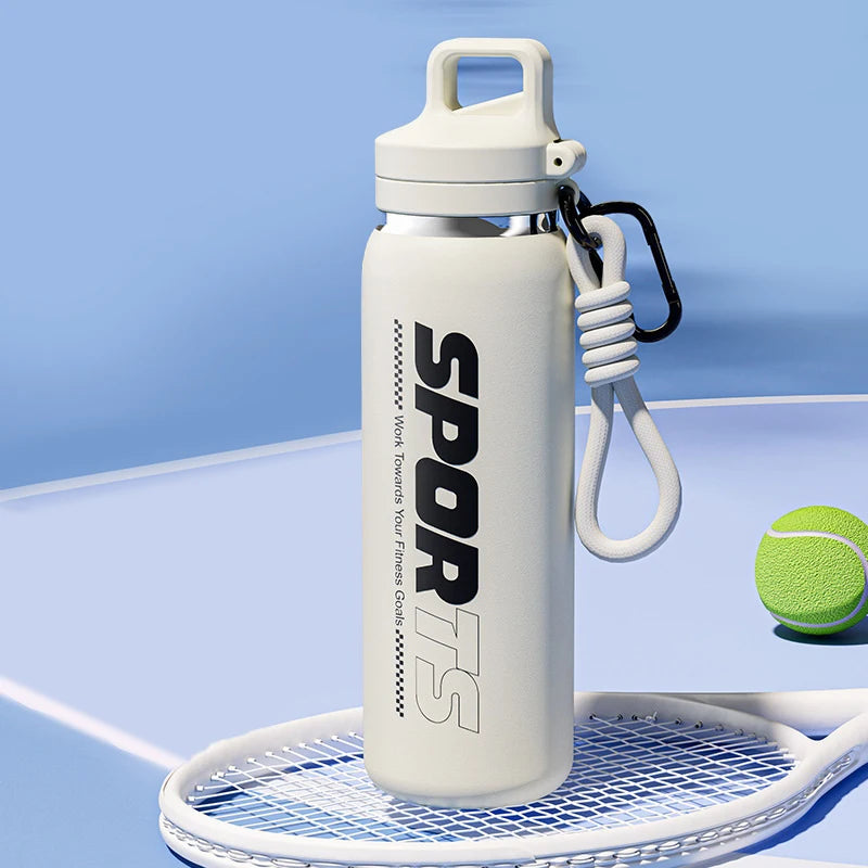 New Insulated Water Bottle, Portable, Unisex, Outdoor Cycling Water Bottle, One Lid, Double Drinking Straw.