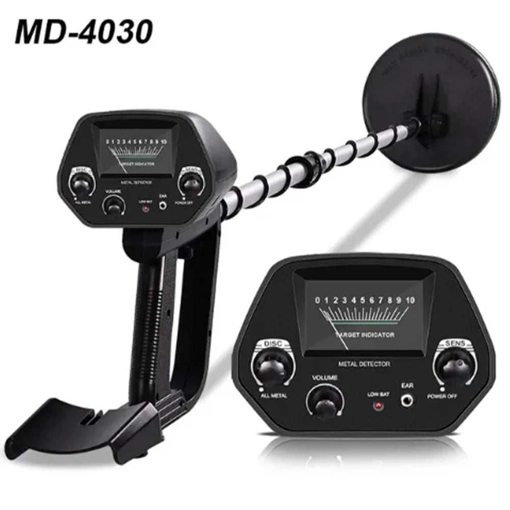 MD-4030 metal detector. Professional underground treasure finder, ID68 waterproof. Search coil, battery powered (not included)