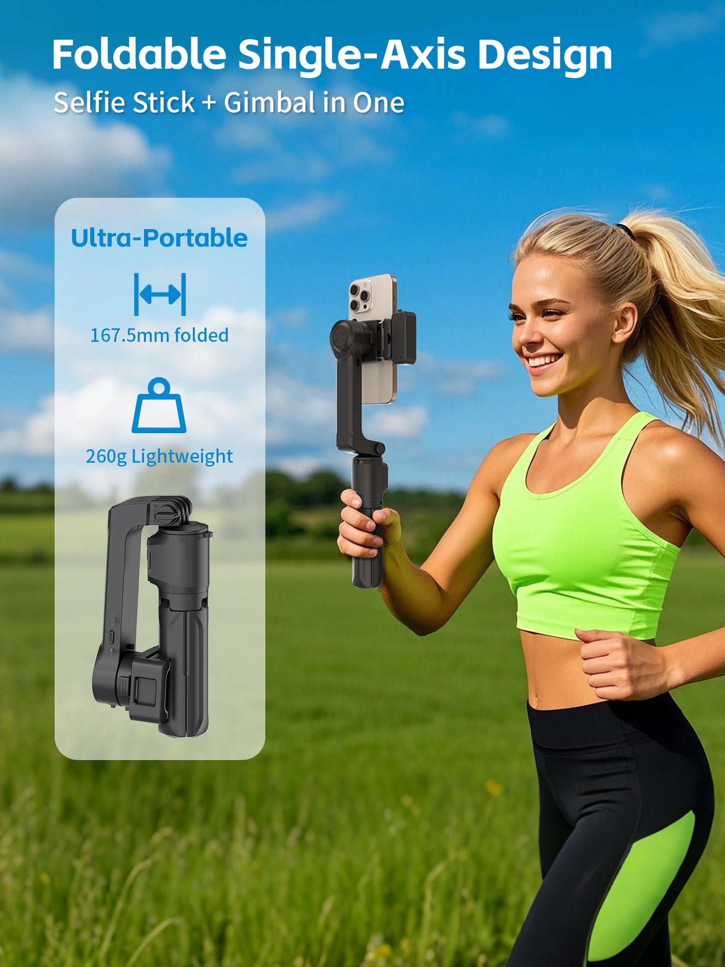 Gimbal Stabilizer Fill Light Selfie Stick Foldable Wireless Tripod with Bluetooth Shutter Monopod for IOS Android Live Streaming