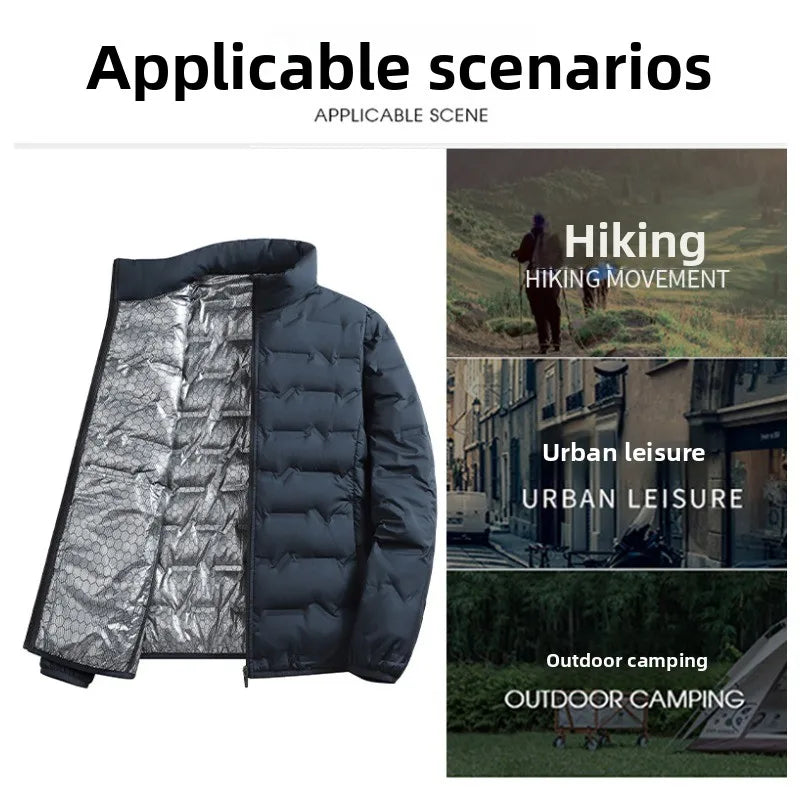 CHUJIEMen's autumn and winter graphene material warm and casual lightweight cotton jacket men's coat