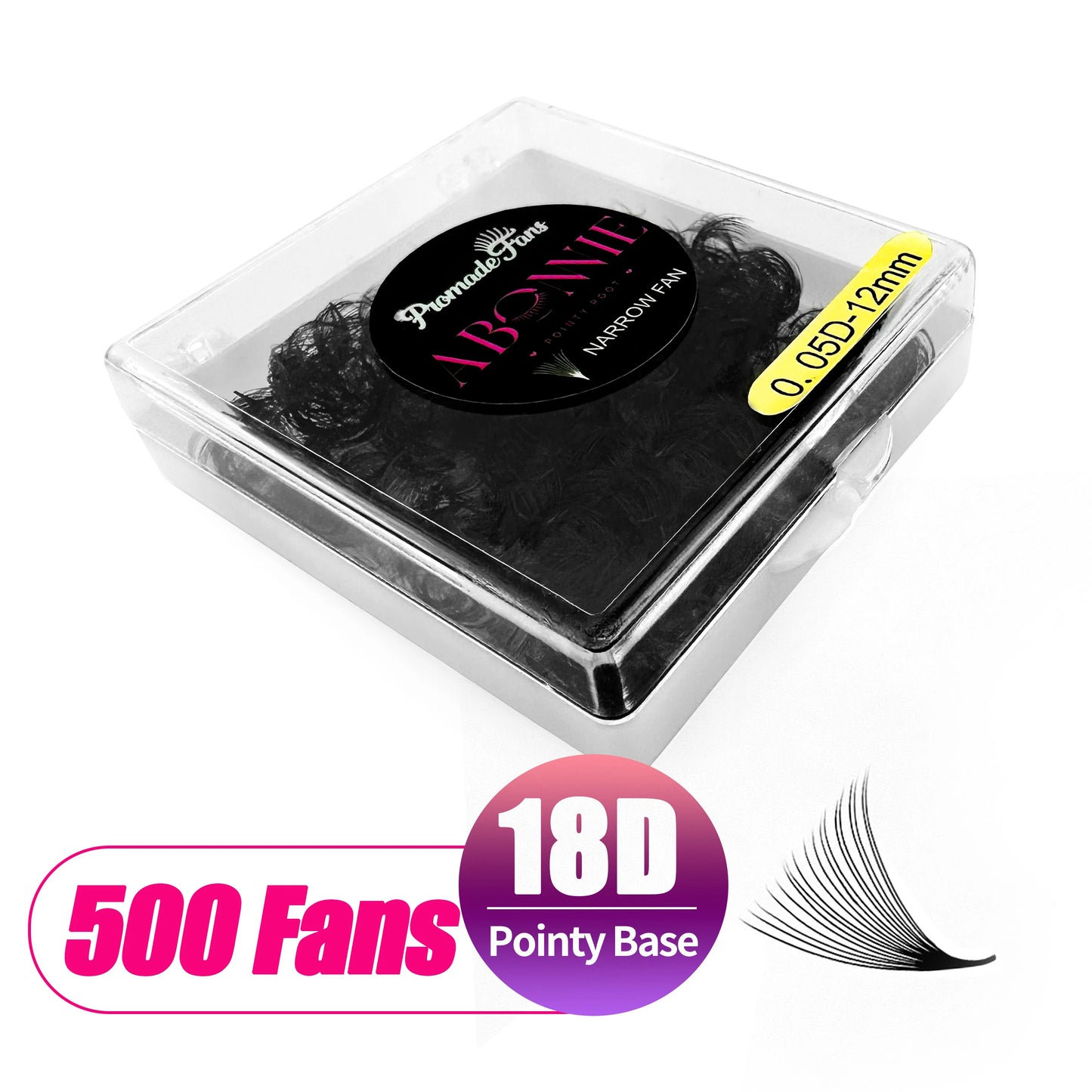ABONNIE 500 Fans Loose Narrow Fan Lashes 8D-20D 8-15mm Pointy Base Premade Medium Stem Sharp Thin Russian Volume Eyelash