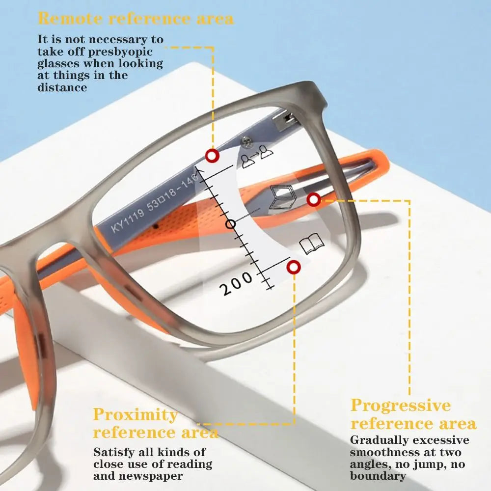 Simple Progressive Multifocal Eye Protection Sports Reading Glasses Presbyopic Eyewear Ultra Light Glasses Anti-Blue Light