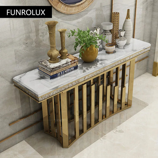 Modern furniture Sideboard cabinet Villa curio cabinet partition table stainless steel marble console table