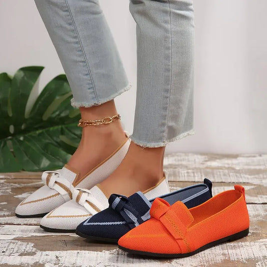 2024 Women Flats Walking Shoes Pointed Top Solid Color Loafers Mesh Breathable Shoes Comfortable Women Sneakers Zapatos De Mujer