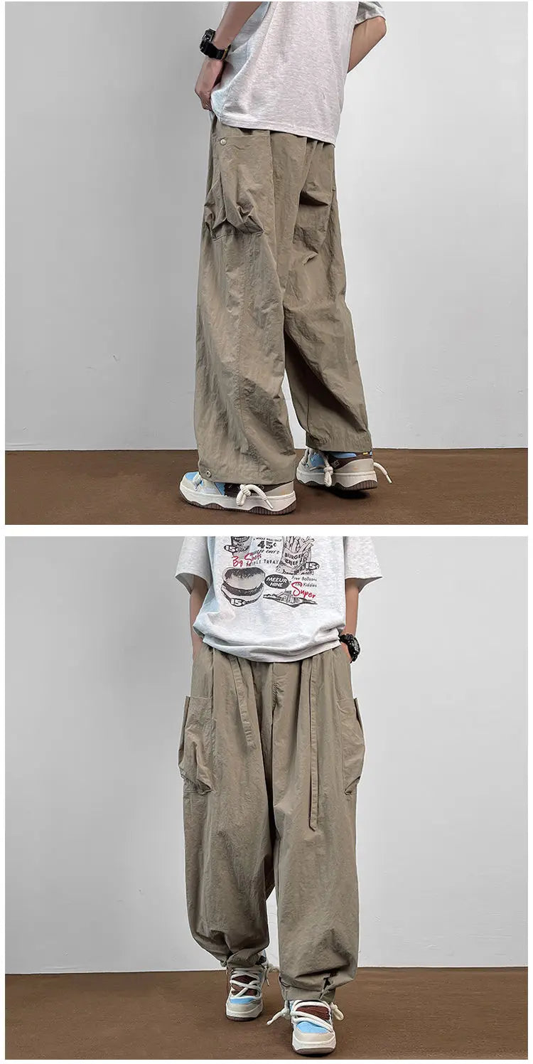 American Workwear Pants Men Summer New Thin Trendy Loose Straight Casual