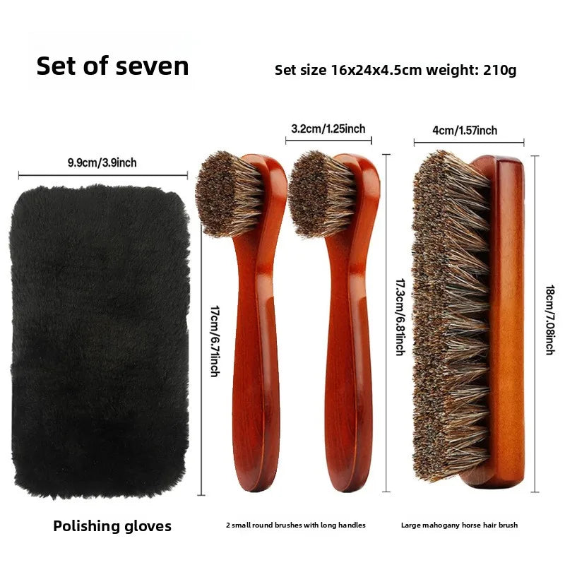 Horsehair Suede Polishing Brush Shoe Care Kit High Gloss Auto Seat Cleaner