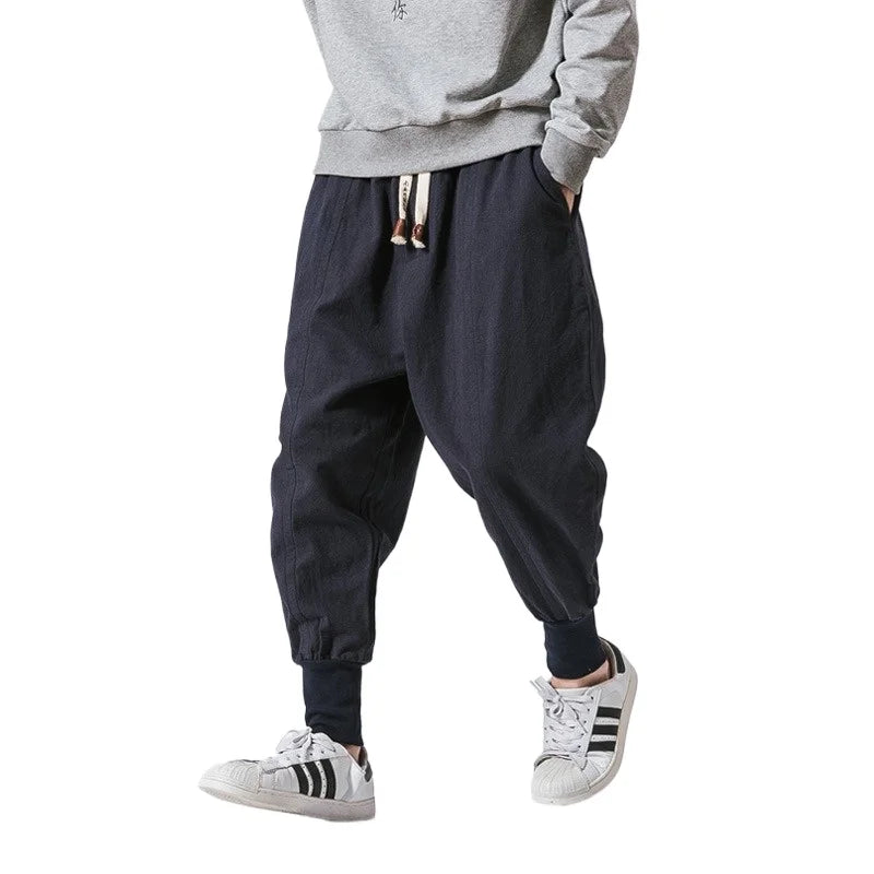 FGKKS Men Casual Pants Fashion Plus Size Harem Pant Loose Style Cotton Pants Male Solid Trousers