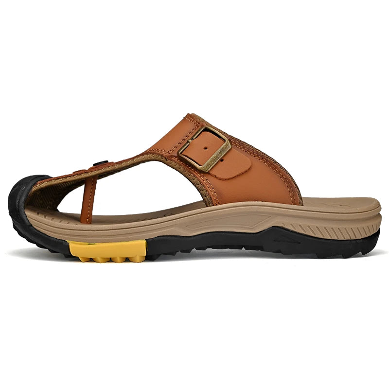 Genuine Leather Sandals Men Breathable Summer Shoes Man Waterproof Outdoor Men Sandals Antiskid Beach Sandals Footwear