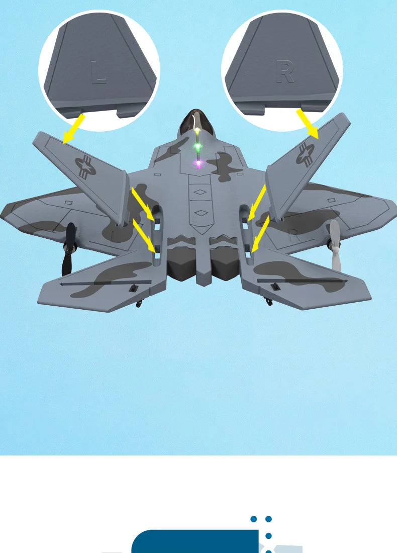 2024 New F22S 2.4G 4CH 3D6G RC Airplane Raptor F22 Warplane WLtoys A180 Upgrade Version LED Light With Gyroscope Out Door Toys