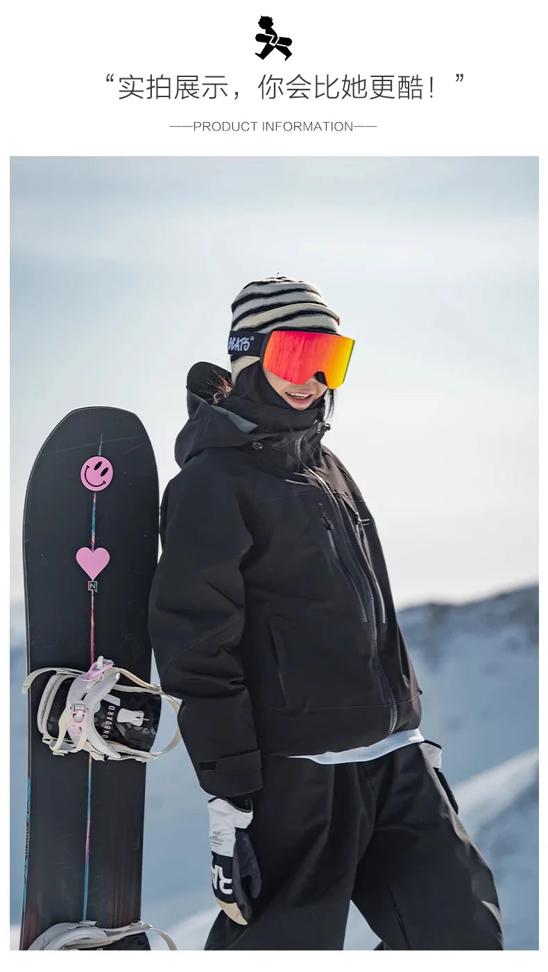 John Snow Men and Women's Winter Waterproof Warm Ski Jacket Professional Breathable Mountaineering Jacket Outdoor Snow Coat