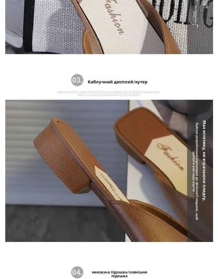 Women's Summer Outdoor Wear Pointed Toe Faion Mule Slippers Flat Bot f Cover Single oes mat Sle Daily Use ...