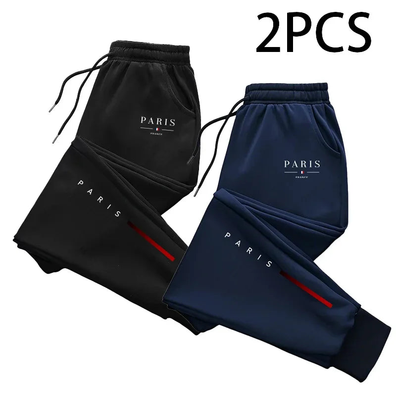 2 in 1 Sweatpants for Man Fall Winter Daily Casual Sporty Jogger Pants Paris Fashion Print Trousers Home Outdoor Comfort Bottom