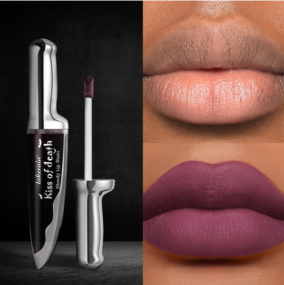 Lakerain 4pcs Kiss of Death Lip Stain Kit  Blood-stained Lip Look Long Water Proof Matte  DEVILS KISS WITCH'S CURSE Gothic Makeu