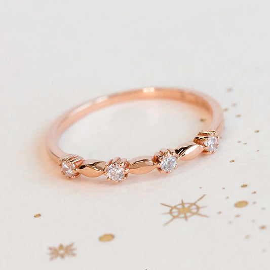 Eternity Ring Sterling Silver With Rose Gold Plate Women'S Diamond Wedding Band Girls Dating Luxury Quality Jewelry Accessories