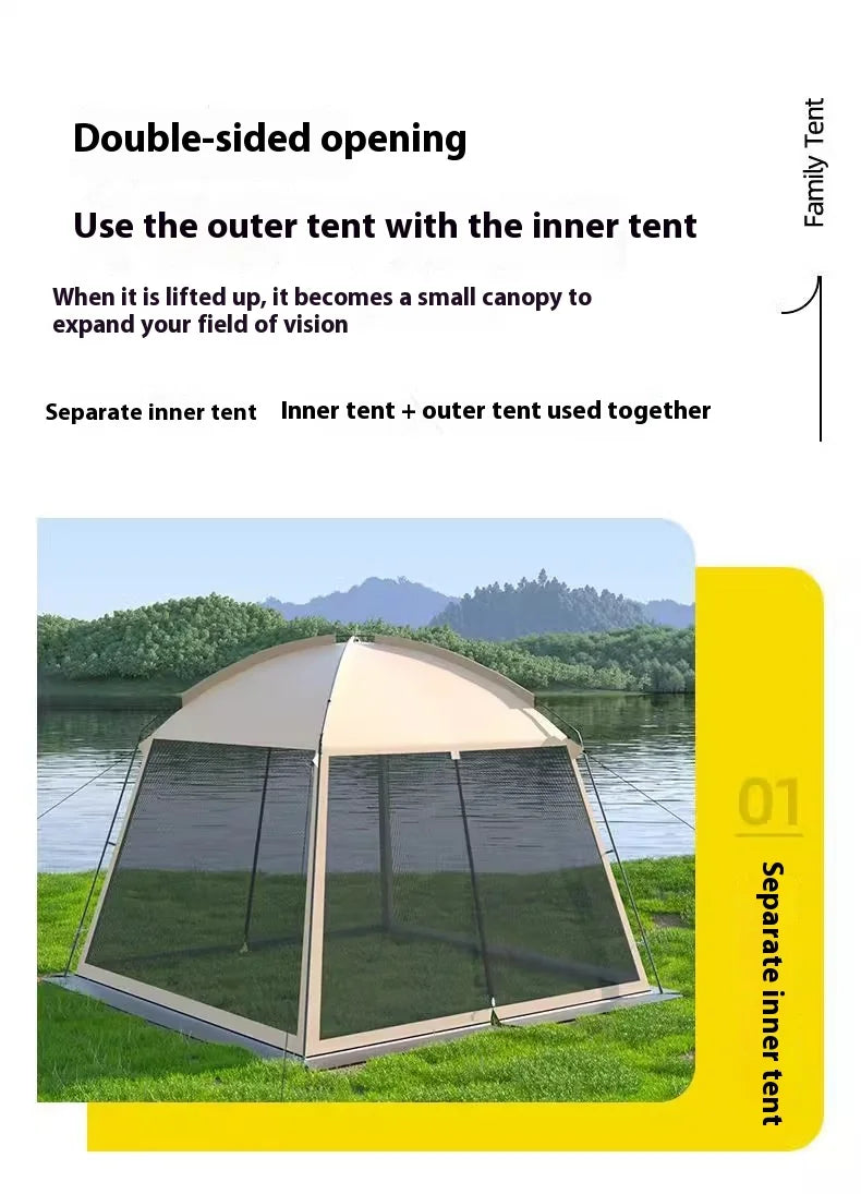 Outdoor Large Tent Canopy Sunshade Netting Portable Mosquito-Proof Tent Beach Camping Gazebo