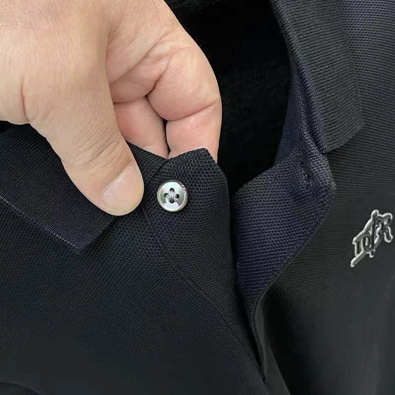 100% pure cotton men's short sleeved polo shirt summer fashion casual top comfortable and breathable high-quality lapel T-shirt