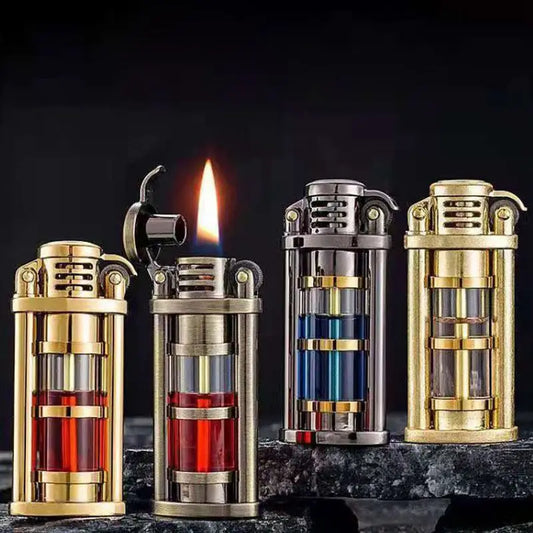 ZORRO Original Retro Metal Grinding Wheel Kerosine Lighter Transparent Fuel Tank Mini Cigarette Lighter Outdoor Survival Lighter