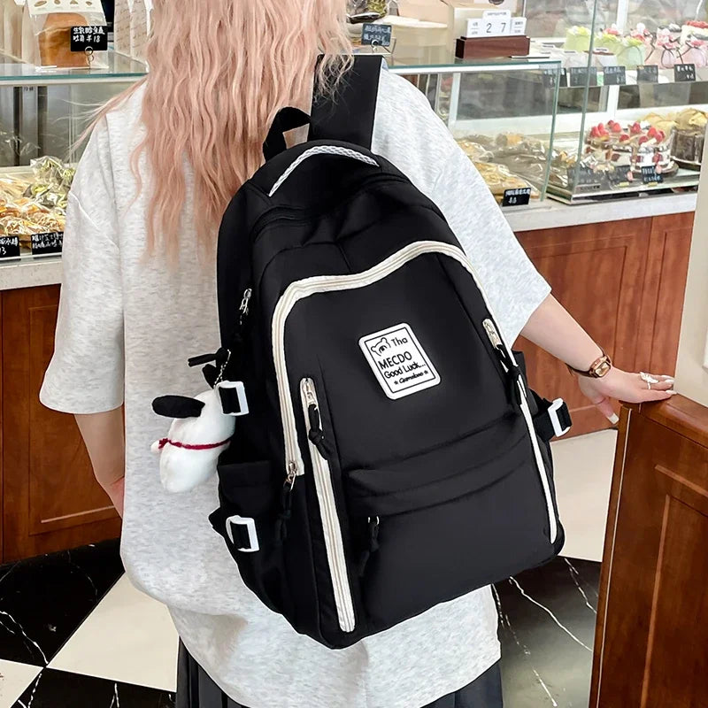 College Style Color Blocked Student School Bags Lightweight Large Capacity Multi-layer Storage Computer Backpack Campus Travel