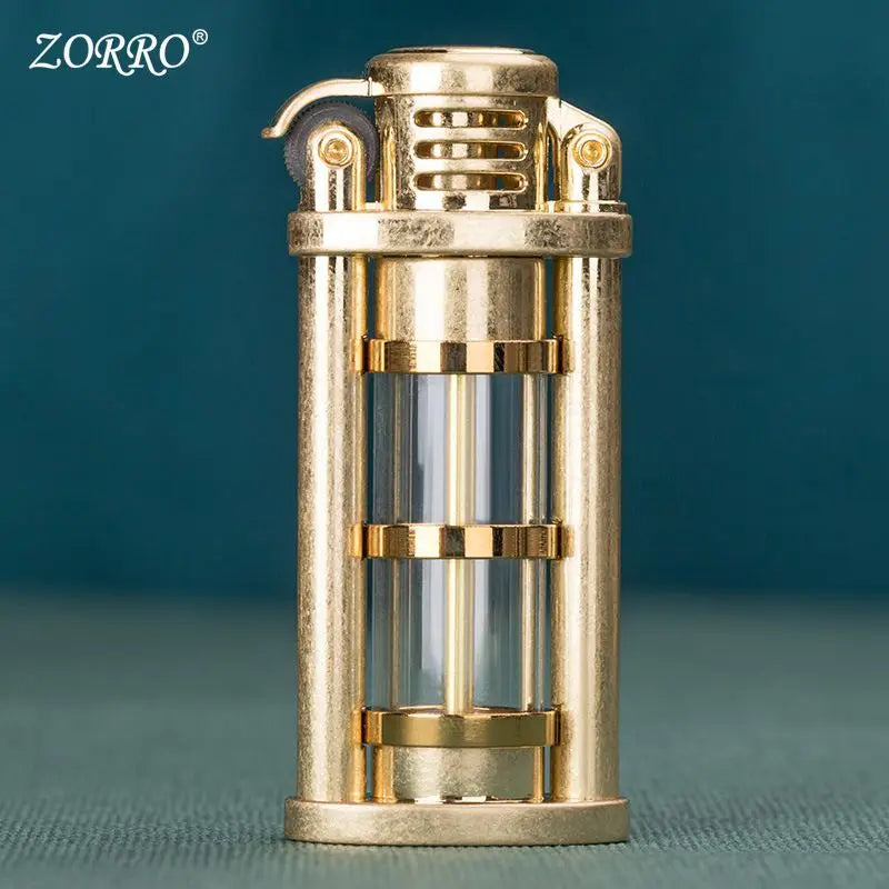 ZORRO Original Retro Metal Grinding Wheel Kerosine Lighter Transparent Fuel Tank Mini Cigarette Lighter Outdoor Survival Lighter