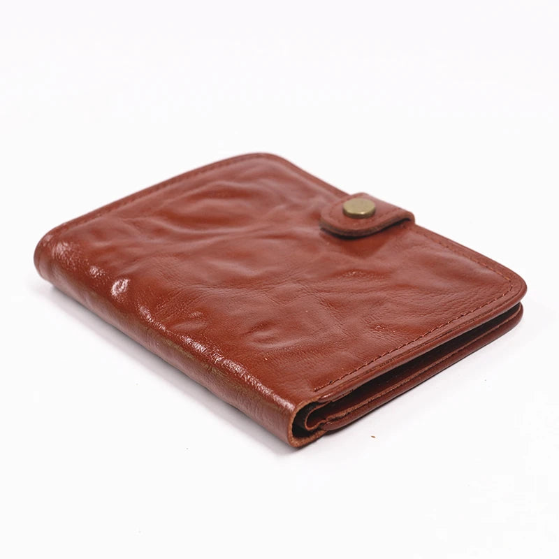 Genuine Leather Wallet For Men Vintage Real Cowhide Wrinkled Short Bifold Slim Thin Hasp Men's Wallets Purse Credit Card Holder