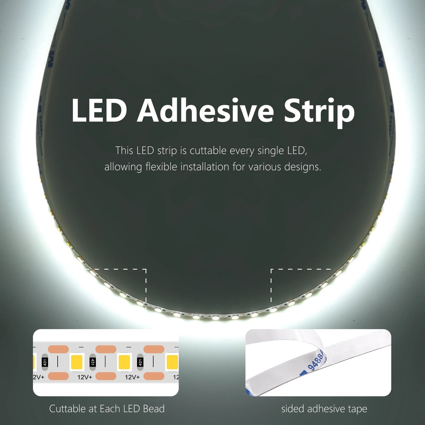5M 10M/Roll LED Strip Lights 12V 3000K 4000K 6000K 120LEDs/m Flexible Tape Ribbon No Voltage Drop Home  Led Lights 1LED Cuttable