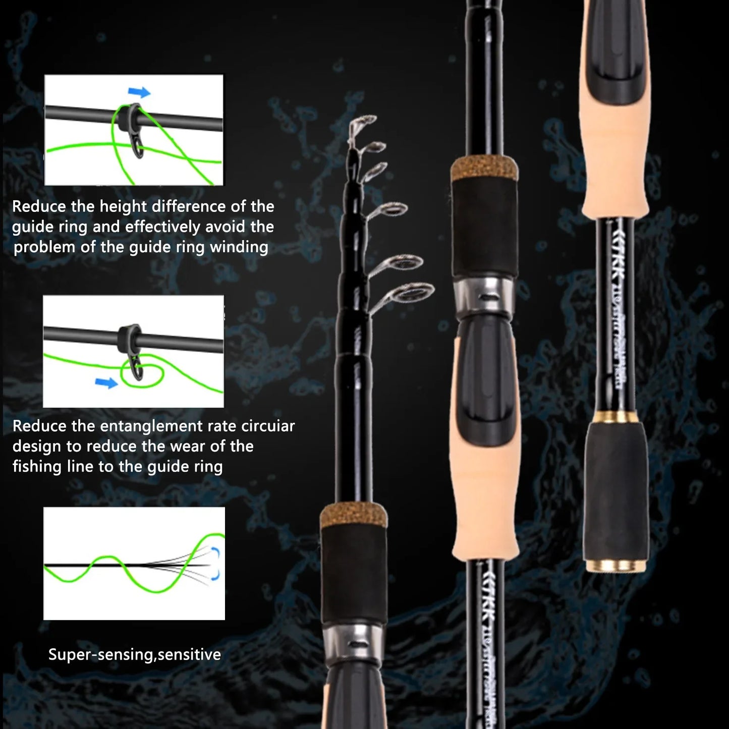 Fishing Lure Spinning Casting Rod Baitcasting Carbon Fiber Feeder 1.6M 1.8M 2.1M 2.4M Durable Cork Wooden Handle Travel Tackle