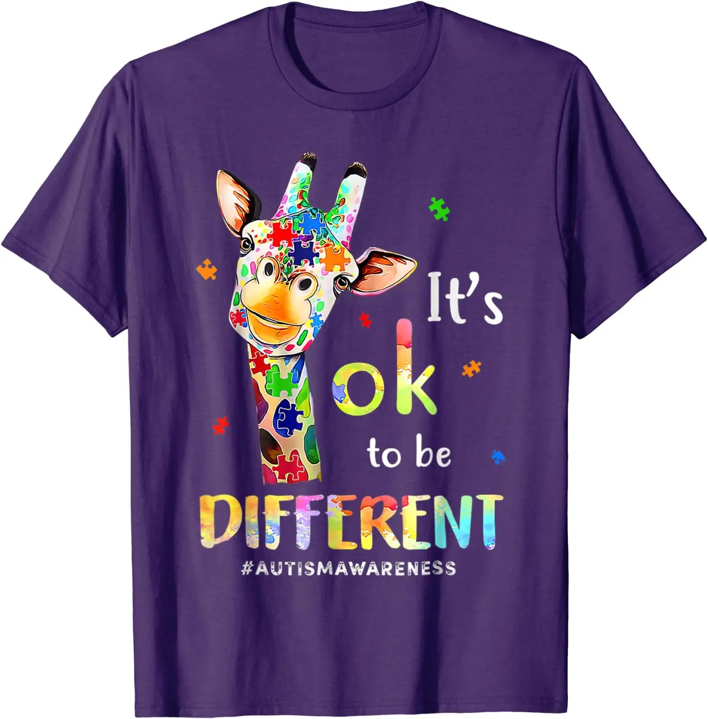 Autism Awareness T-Shirt Cute Giraffe Animals Be Differents Graphic Tee Tops Proud Autism Family Matching Outfits Novelty Gifts