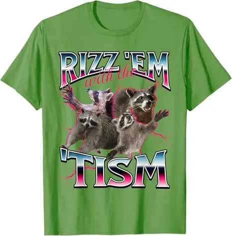 Autism Funny Rizz Em with The Tism Meme Autistic Racoon T-Shirt Cute 90s Style Bootleg Vintage Saying Tee Short Sleeve Blouses