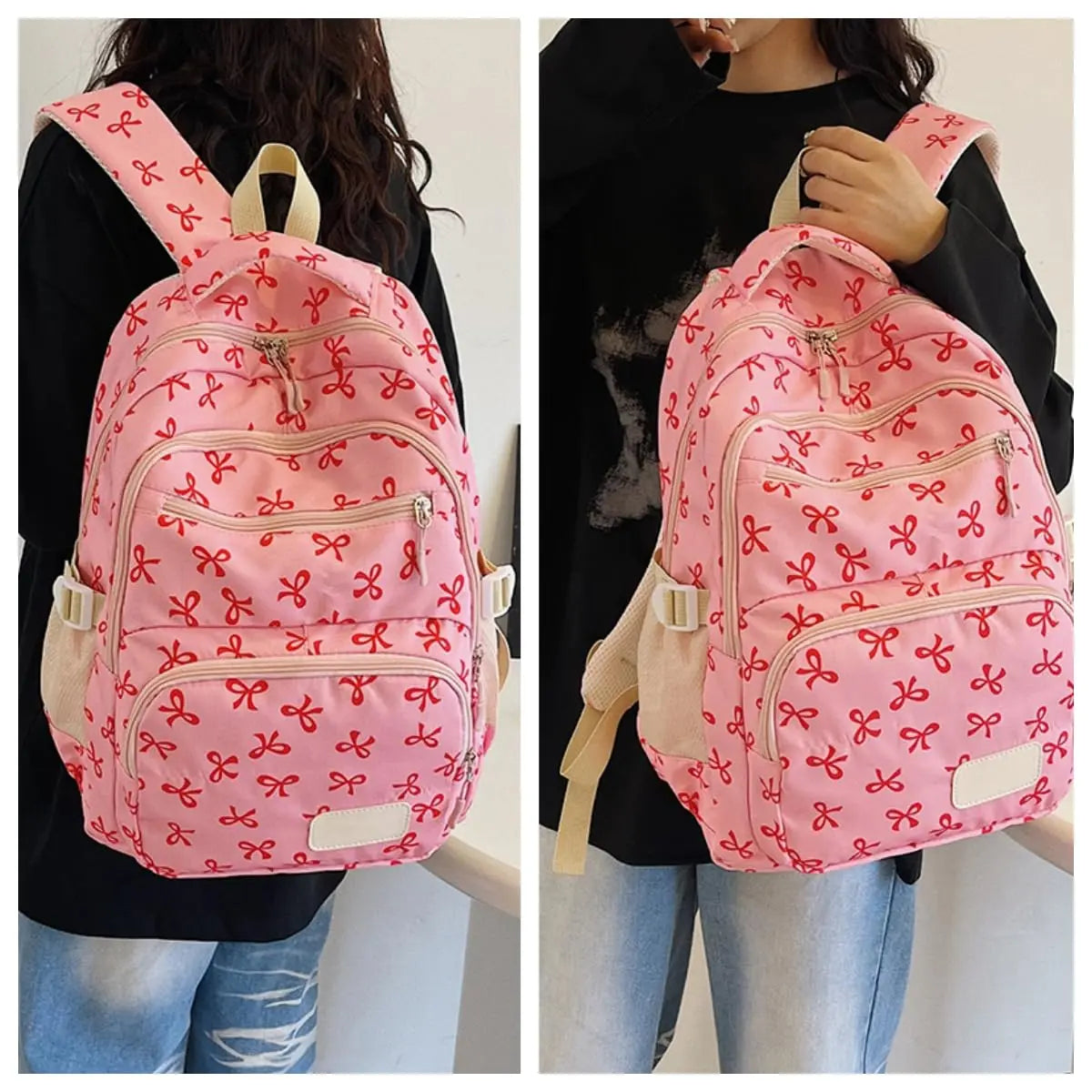 Backpack for Girl Cute Backpack Bow Full Travel Bags Lightweight Backpack Class Bags for Girl High School Students School Bag