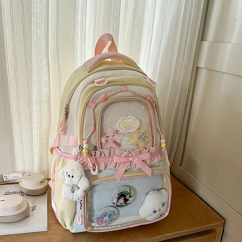 Large Capacity Children's School Bag Set for Girls Primary And Middle School Double Shoulder Backpack Sweet College Style