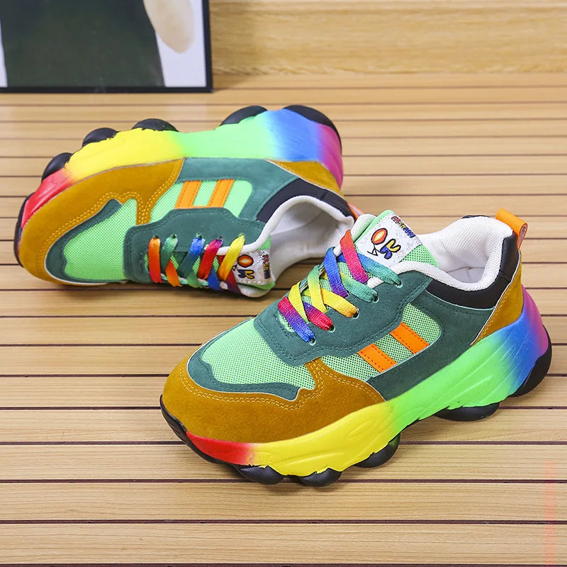 Fashion Women Sneakers Running Footwear Feminino Colorful Casual Comfort Lace Up Running Shoes Outdoor platform Women Tenis shoe