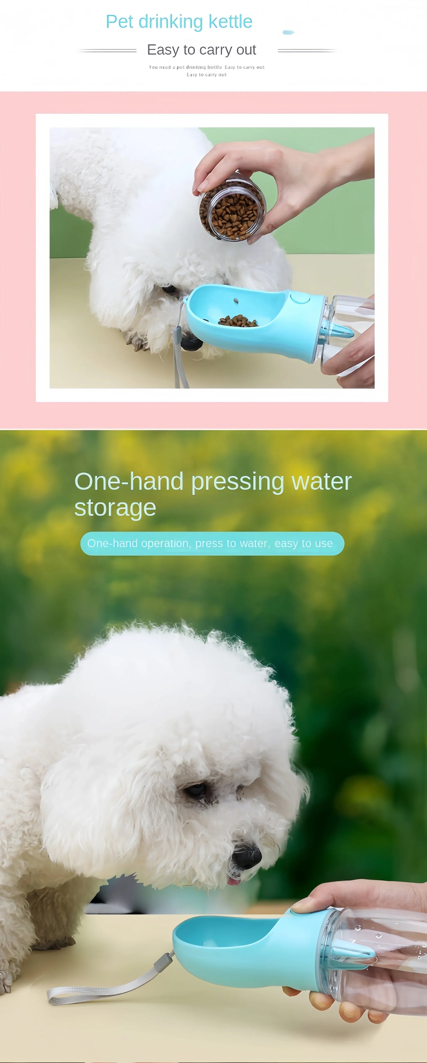 Pet Dog Water Bottle Portable Food Grade Material Dog Cat Travel Pet Water Cup Bottle with Food Dispenser Puppy Water Bottle