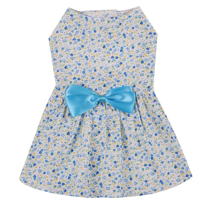 Pet Clothing Floral Print Dog Dress Summer Flower Pattern Pinafore Dress for Puppy Teddy