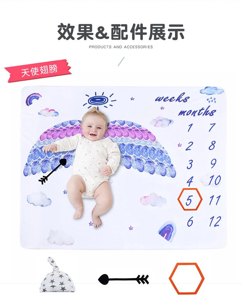 Baby Photography Mats Background Cloth Growth Commemorative Blanket Baby Milestone Flannel Blanket Newborn Photography Blanket