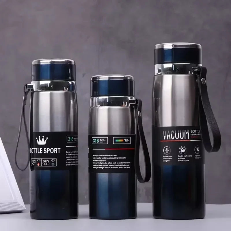 Vacuum Insulated Thermos Water Bottle with Wide Mouth Cup, BPA-Free Stainless Steel Water Bottles Flask for Cold & Hot Drink