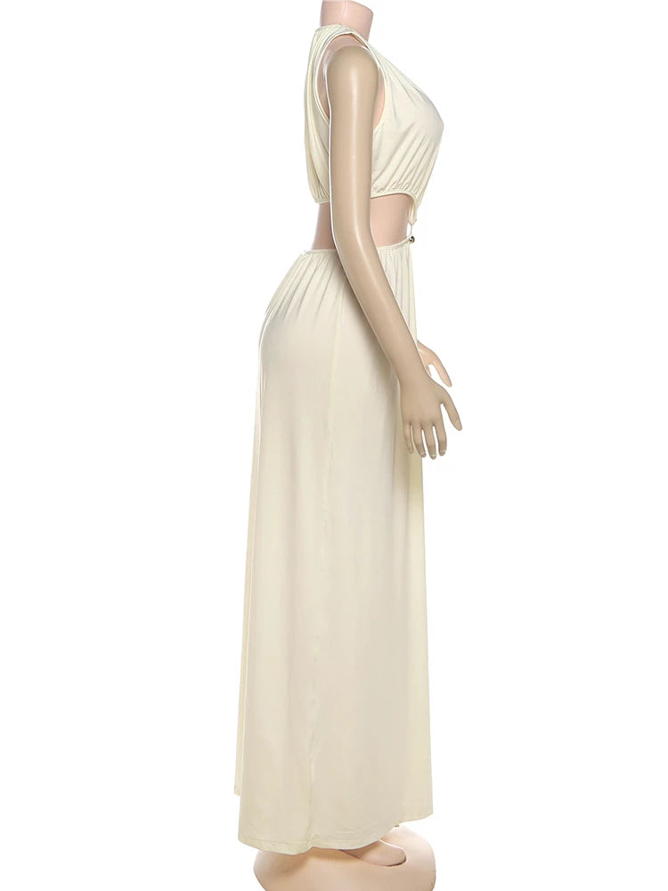 Weird Puss Waistless Chic Dress Women  Metal Trim Sleeveless O-Neck Skinny Elegant Summer Hipster Prom Party Vacation Vestidos