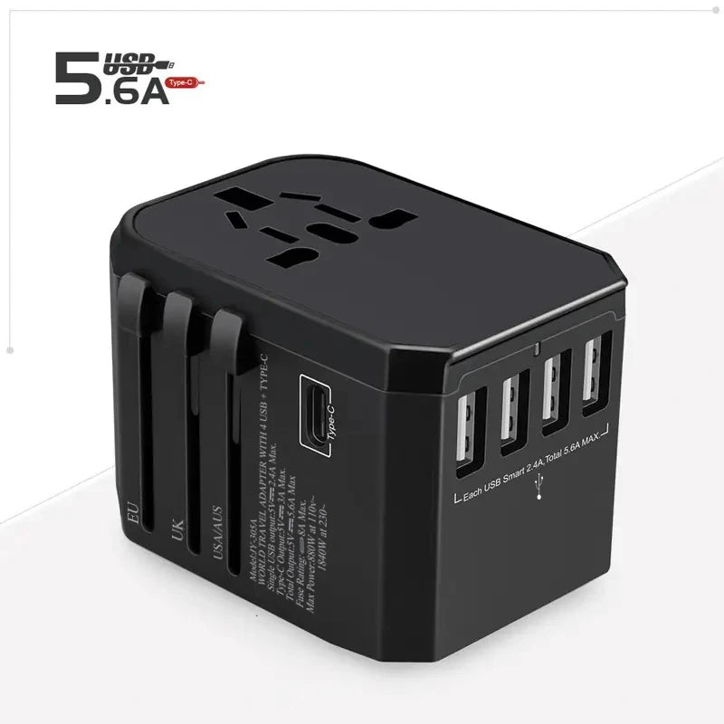 Travel Smart Adapter International Plug Adaptor Wall USB Type C Charger AC Power US EU UK AU for iPhone iPad Android Tablet