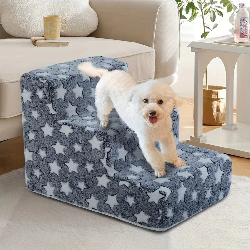 3/4 Pet Steps Foam Dog Secure Stairs Ramps Non-Slip Pet Star Steps for Protect Older Dog Pet with Joint Pain Sofa Bed Ladde Gift