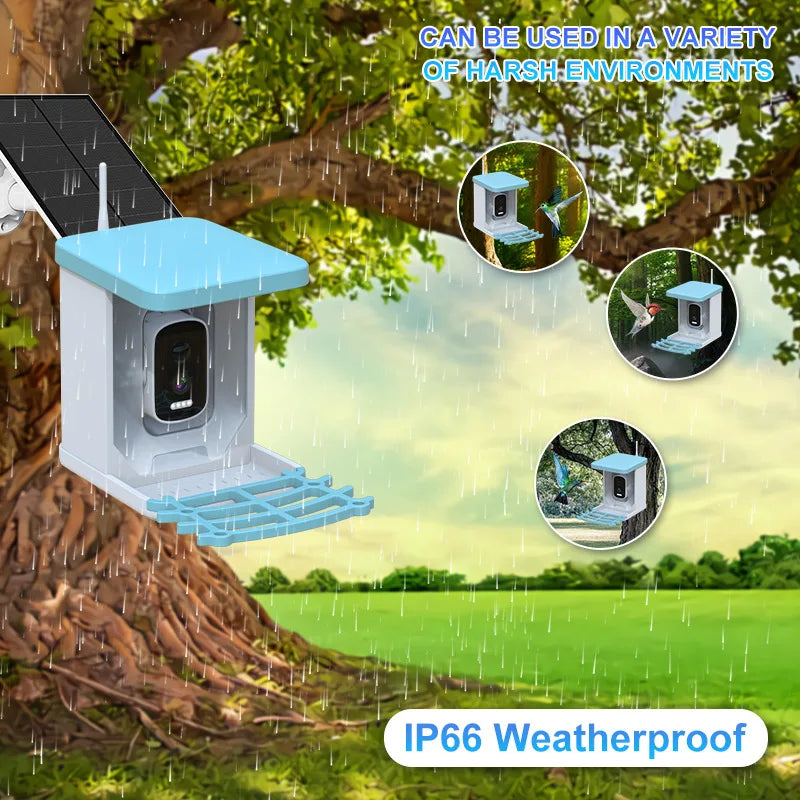 Smart Bird Feeder with Camera Solar Powered LifeNest Wireless Outdoor 4MP HD Auto Capture Videos Hummingbird Real Time Views
