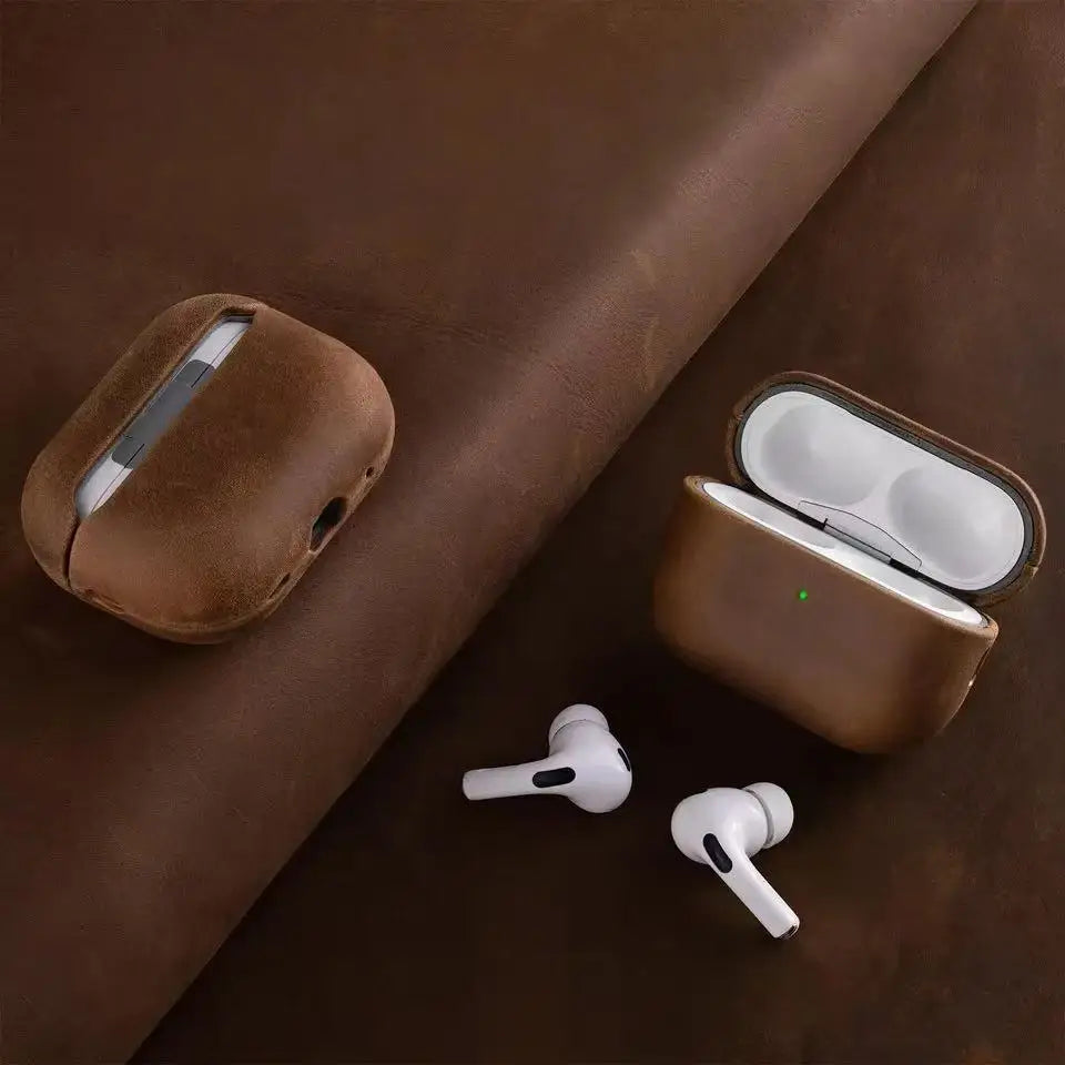 VEX Crazy Horse Genuin Leather Case For Airpods Pro 3 2 Pro3 Retro Cowhide Cover for AirPods Pro 4 Pro 3 2 Luxury Headset Cases