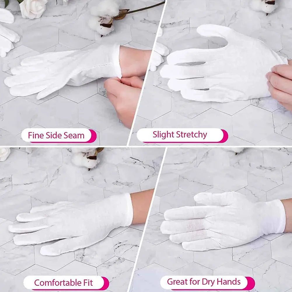 12 Pairs Cotton Gardening Gloves Wear-Resistant Ventilate Work Protection Antiskid Comfortable White Gloves Natural And Soft
