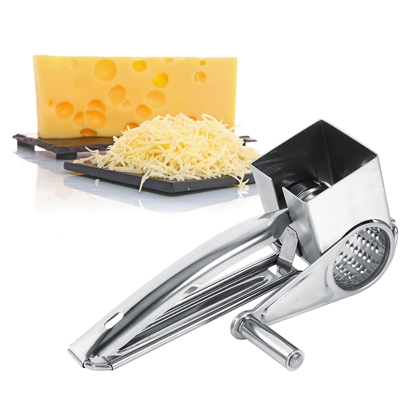 Grater Multifunctional Kitchen Craft Rotary Stainless Steel Cheese Grater 1 Drums  Shred Tool Stainless Steel Cheese Grater