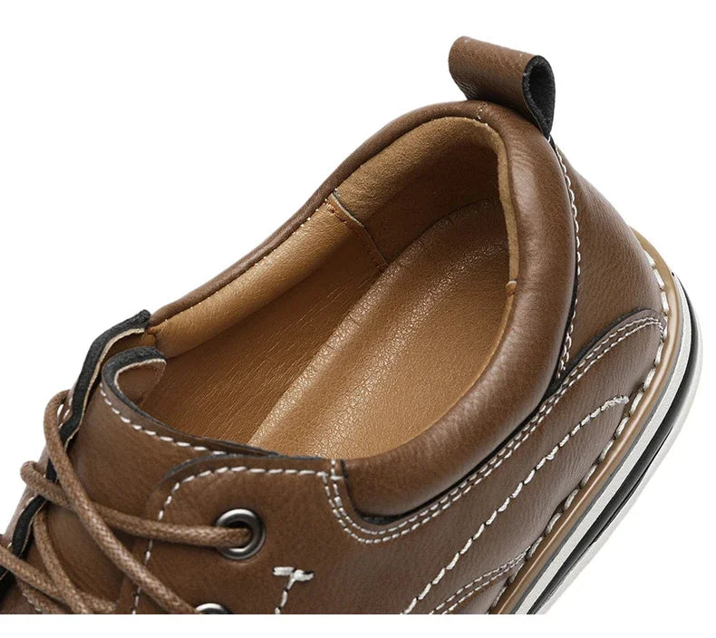 Men Genuine Leather Casual Shoes Fashion Business Leisure Shoes Lace-up Loafers