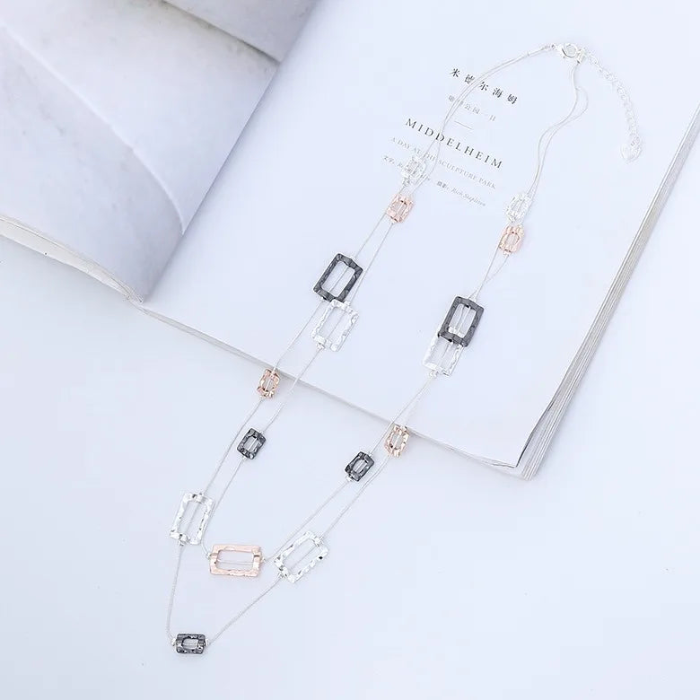 new necklace is popular in Europe and America, versatile peach heart exquisite women's long necklace, double-layer wome
