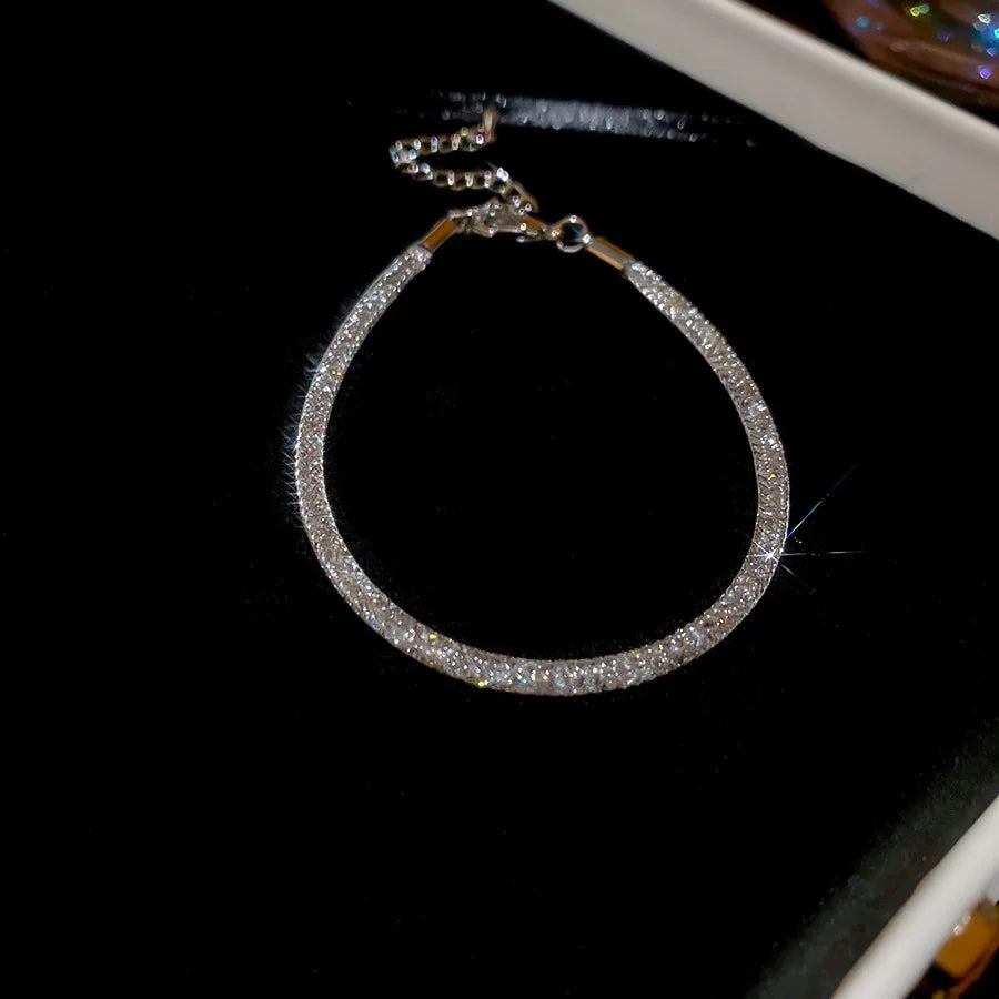 Gold Color Mesh Bracelet for Men Women Shiny Inlaid Zircon Crystal Bracelets Bangles Unique Design Hand Jewelry Couple Gifts