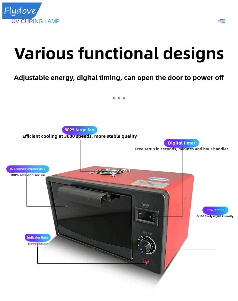 UV Curing Box High Intensity Ultraviolet Lamp OCA Oven 365nm 395nm 405nm LED UV OVEN Cabinet For UV Resin Fast Flexible Screen