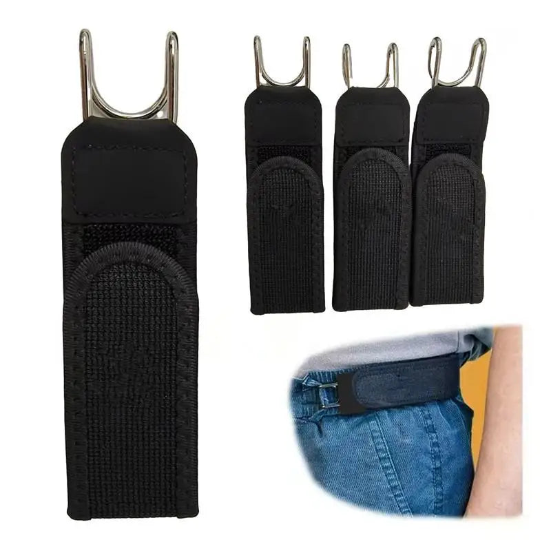 Buckleless Belt Hook Adjustable Metal Hook Elastic Belt Unisex Buckle-Free Invisible Waist Belt Closure For Outdoor Work〔CC55〕
